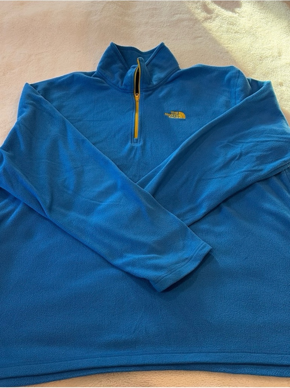 The North Face Men's Royal Blue Quarter-Zip Fleece with Yellow Accents